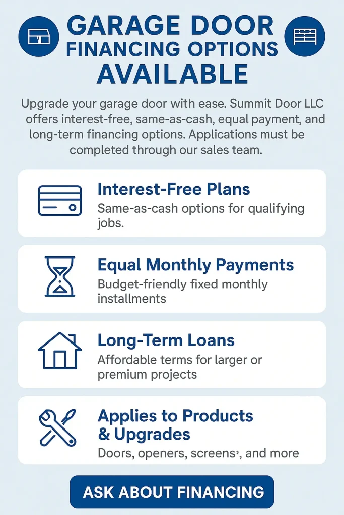 Summit Door LLC Garage Door Financing Options